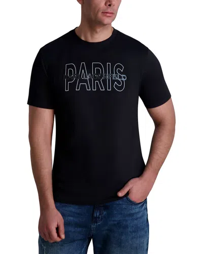 Karl Lagerfeld Paris Rubberized Logo Cotton Graphic Tee In Black