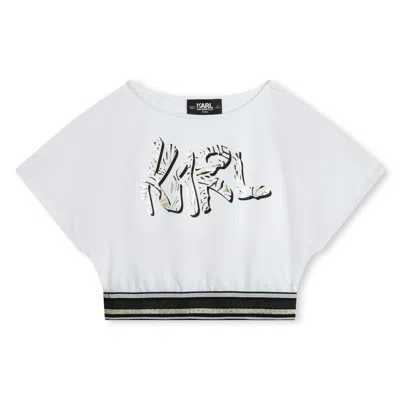 Karl Lagerfeld Kids' T-shirt Con Stampa In White