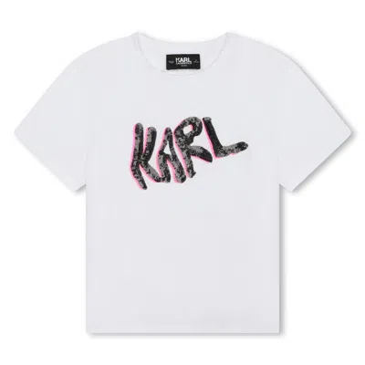 Karl Lagerfeld Kids' T-shirt Con Stampa In White