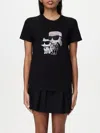 Karl Lagerfeld Ikon Rhinestone Karl & Choupette T-shirt In Black
