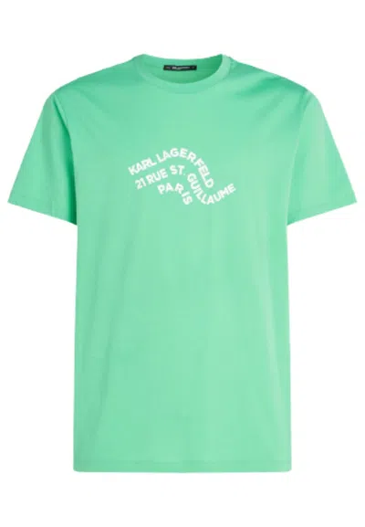Karl Lagerfeld T-shirt Wave Logo Relaxed T-shirt In Verde