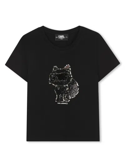 Karl Lagerfeld Kids' T-shirt With Logo In Black