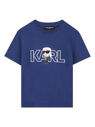 Karl Lagerfeld Kids' T-shirt With Logo In Blue