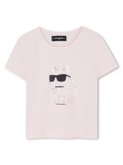 Karl Lagerfeld Logo T-shirt For Girls In Pink