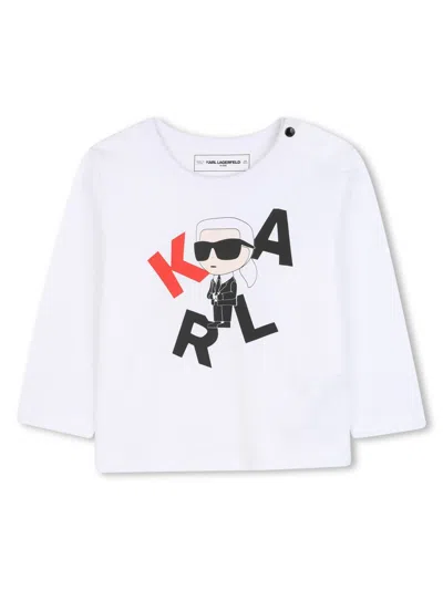 Karl Lagerfeld Kids' T-shirt With Logo In White