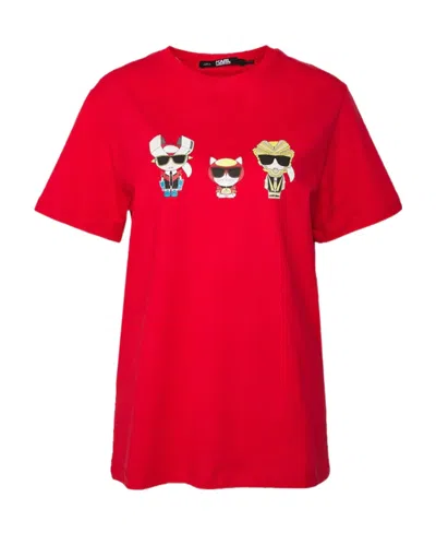 Karl Lagerfeld T-shirt With Round Neck And Short Sleeves In Red