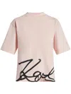 Karl Lagerfeld Karl Signature Hem T-shirt In Rose Smoke