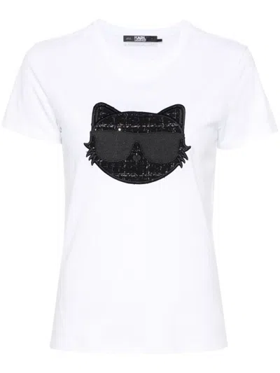 Karl Lagerfeld Cotton T-shirt With Logo In White