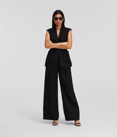 Karl Lagerfeld Tailored Wide-leg Pants In Black