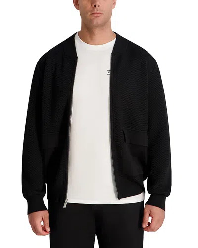 Karl Lagerfeld Textured Bomber Jacket In Black
