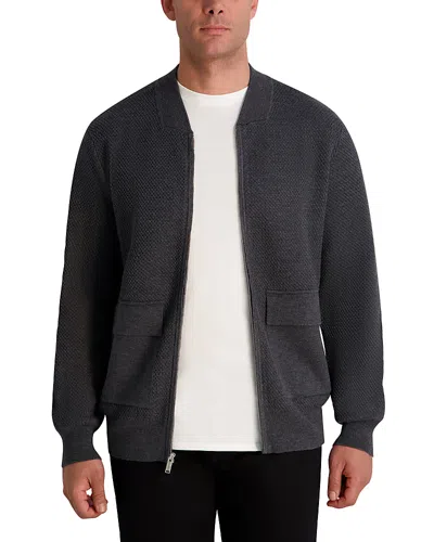 Karl Lagerfeld Textured Bomber Jacket In Gray