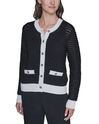 Karl Lagerfeld Textured Cardigan In Black