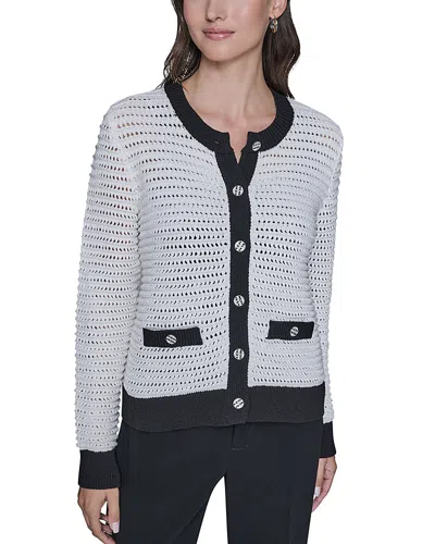 Karl Lagerfeld Textured Cardigan In White