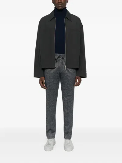 Karl Lagerfeld Textured Drawstring Trousers In Blue