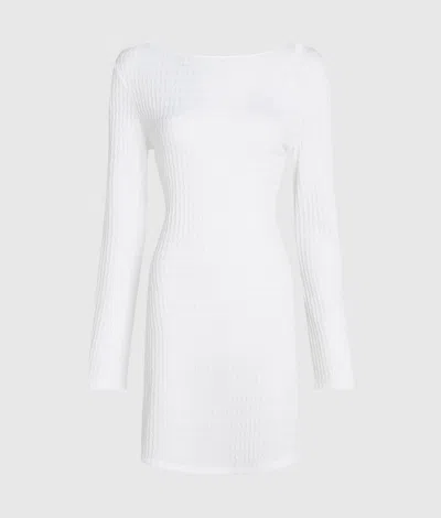 Karl Lagerfeld Textured Faux-pearl Mini Beach Dress In White