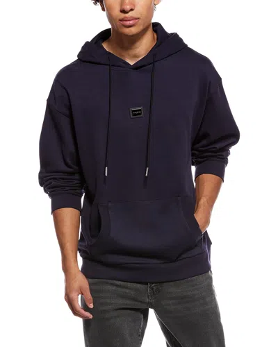 Karl Lagerfeld Textured Fleece Hoodie In Blue