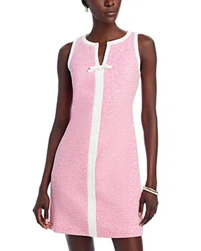 Karl Lagerfeld Textured Knit Mini Dress In Fuschia/soft White