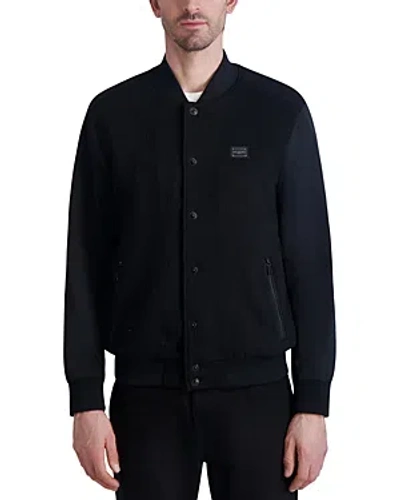 Karl Lagerfeld Textured Logo Bomber Jacket In Black