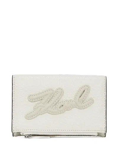 Karl Lagerfeld Textured Logo Wallet In Neutral
