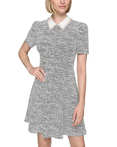 Karl Lagerfeld Textured Mini Dress In Soft White Black