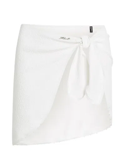 Karl Lagerfeld Textured Pearl-embellished Pareo In White