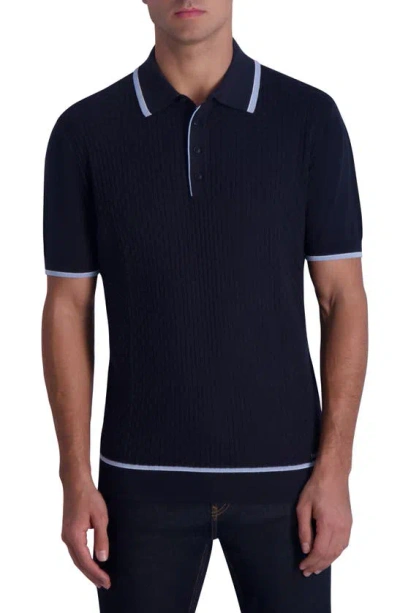 Karl Lagerfeld Textured Polo In Navy