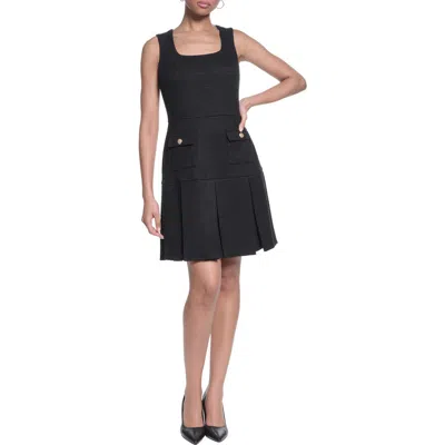 Karl Lagerfeld Textured Stretch A-line Dress In Black