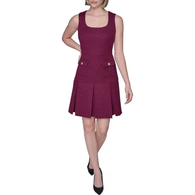 Karl Lagerfeld Textured Stretch A-line Dress In Burgundy