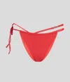 Karl Lagerfeld Textured Tanga Bikini Bottoms In Red