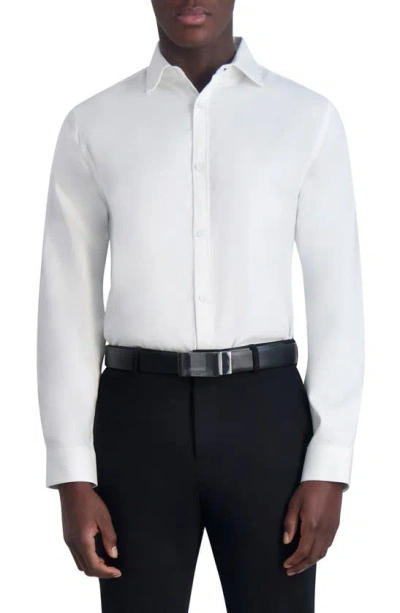 Karl Lagerfeld Textured Twill Slim Fit Dress Shirt In White