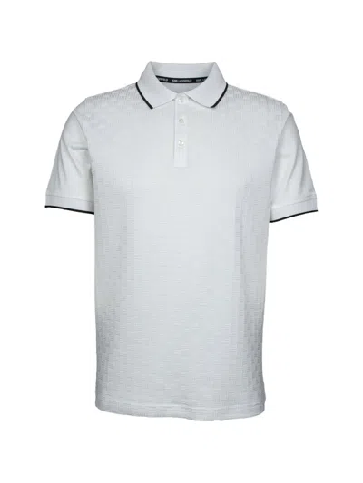 Karl Lagerfeld Textured-knit Polo Shirt In Neutral