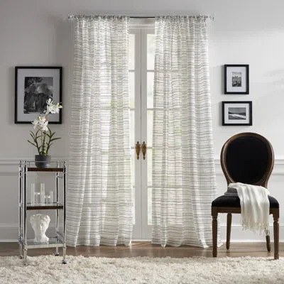 Karl Lagerfeld Thea Boucle Poletop Sheer Black/white Curtain Panel Pair (set Of 2) In Black;white