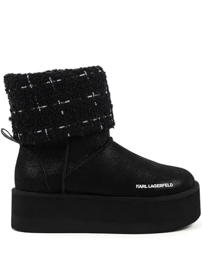 Karl Lagerfeld Thermo Knit-trimmed Platform Boots In Black