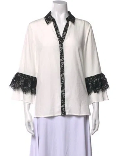 Pre-owned Karl Lagerfeld Three-quarter Sleeve Blouse In White