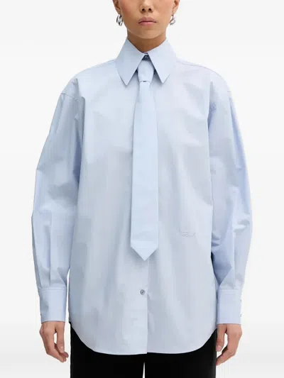 Karl Lagerfeld Tie Buttoned Shirt In Blue
