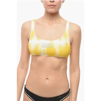 Karl Lagerfeld Tie Dye Effect Plunge Bkini Top With Cut Out Details On Women's The