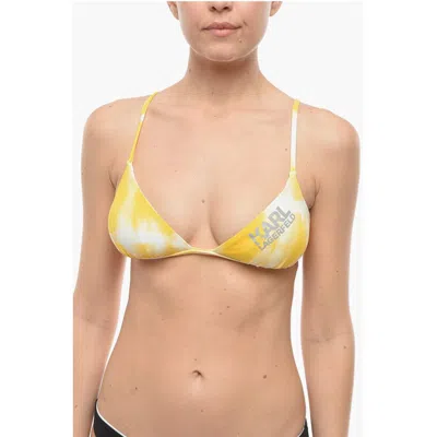 Karl Lagerfeld Tie-dye Effect Triangle Bikini Top In Black