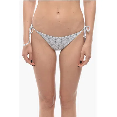 Karl Lagerfeld Tie-side Bottom Bikini With Iconic Print In Gray