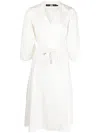 KARL LAGERFELD TIE-WAIST V-NECK SHIRTDRESS