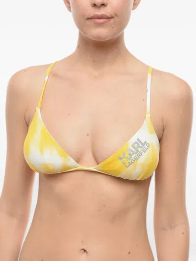 Karl Lagerfeld Tie-dye Triangle Bikini Top In Yellow