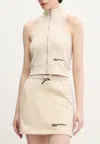 Karl Lagerfeld Top Klj Mixed Zip-up Top In Neutral