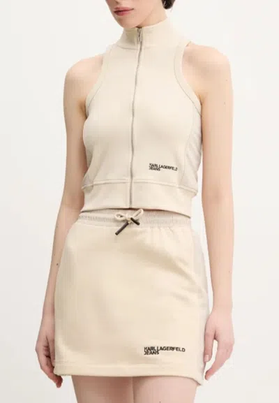 Karl Lagerfeld Top Klj Mixed Zip-up Top In Neutral