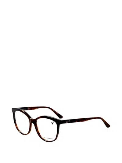 Karl Lagerfeld Tortoiseshell-effect Cat-eye Frame Glasses In Brown