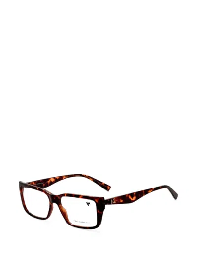 Karl Lagerfeld Tortoiseshell-effect Rectangle-frame Glasses In Brown