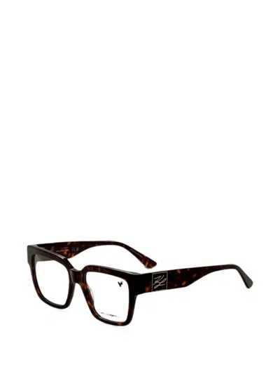 Karl Lagerfeld Tortoiseshell-effect Square-frame Glasses In Brown