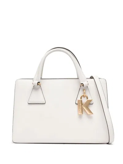 Karl Lagerfeld K-charm Leather Tote Bag In White