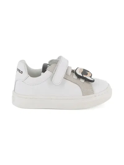 Karl Lagerfeld Babies' Touch-fastening Logo-embellished Sneakers In White