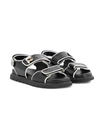 Karl Lagerfeld Kids' Touch-strap Sandals In Black