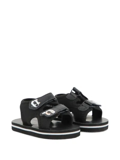 Karl Lagerfeld Kids' Touch-strap Sandals In Black