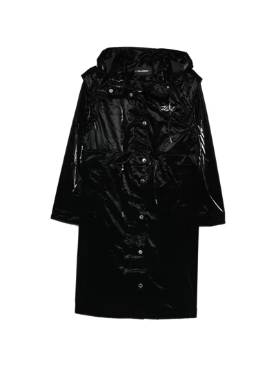 Karl Lagerfeld Transformable Drawstring Parka Coat In Black